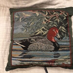 Duck Throw Pillow / Vintage Dakota Small Redhead 10"x‎ 10" NOS Signed Negaard